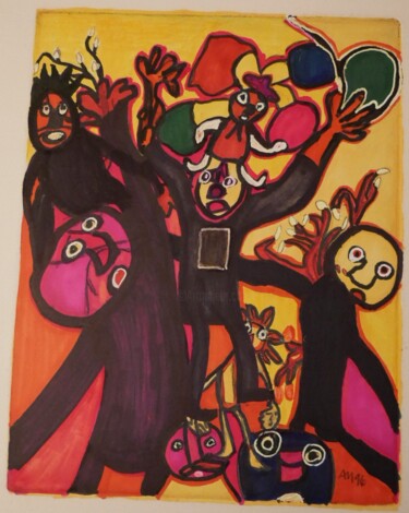 Malerei mit dem Titel "Carnaval" von Adam Nidzgorski, Original-Kunstwerk, Gouache