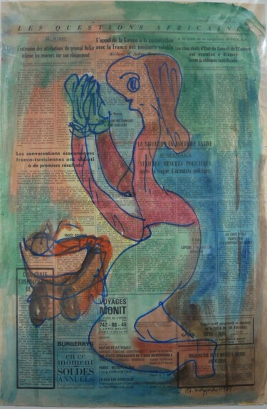 Pintura intitulada "Devant son landeau" por Adam Nidzgorski, Obras de arte originais, Guache Montado em Cartão
