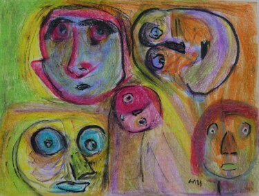 Pintura intitulada "Emerveillés" por Adam Nidzgorski, Obras de arte originais, Giz