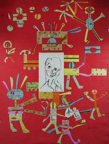 Collages titled "Métro Boulot Dodo" by Adam Nidzgorski, Original Artwork, Collages Mounted on Cardboard