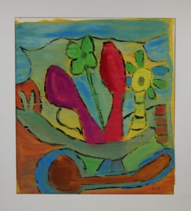 绘画 标题为“Fleurs” 由Adam Nidzgorski, 原创艺术品, 水粉 安装在纸板上