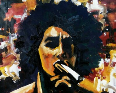 Peinture intitulée "Bob Marley" par Adama Mangane, Œuvre d'art originale