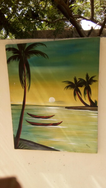Peinture intitulée "Le Palmier" par Adama Mangane, Œuvre d'art originale