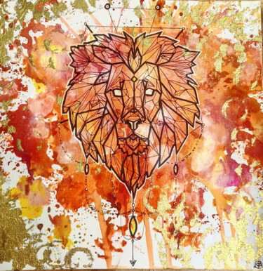 Drawing titled "Lion Zodiac" by Adamantine, Original Artwork, Ink
