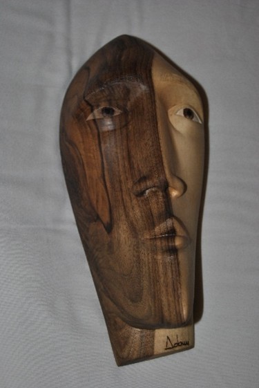 Sculpture titled "Le due facce" by Adam Posch, Original Artwork, Wood