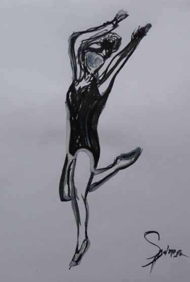 Dessin intitulée "Danseuse" par Adam Spinosa, Œuvre d'art originale, Encre