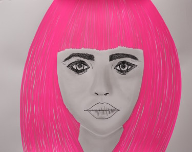 Drawing titled "pink girl" by Adam Spinosa, Original Artwork, Pencil
