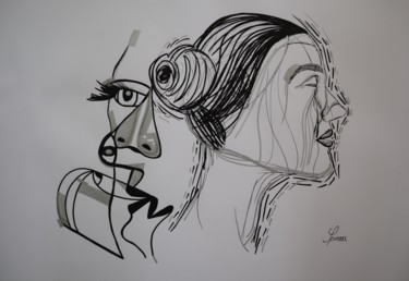 Disegno intitolato "Think" da Adam Spinosa, Opera d'arte originale, Pennarello