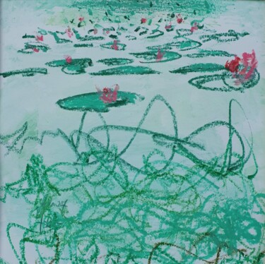 Dessin intitulée "Green wide" par Adam Spinosa, Œuvre d'art originale, Pastel