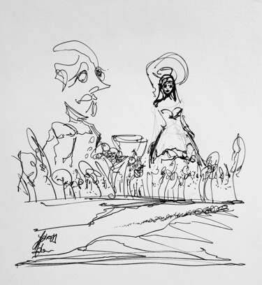 Disegno intitolato "manchettes" da Adam Spinosa, Opera d'arte originale, Penna gel