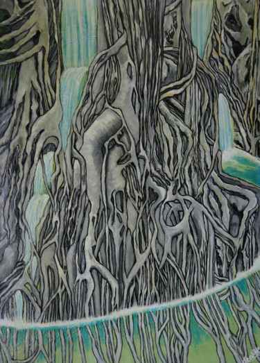 Pittura intitolato "immersion" da Tensaye, Opera d'arte originale, Acrilico Montato su Telaio per barella in legno