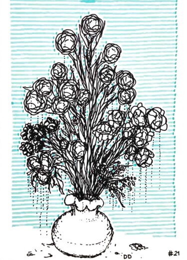 Dessin intitulée "fleurs #21" par Dario Imbò, Œuvre d'art originale, Marqueur