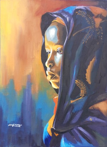 Malarstwo zatytułowany „courage in silence” autorstwa Adebayo Temitop Emmanuel, Oryginalna praca, Olej