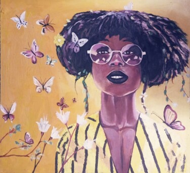 Schilderij getiteld "Floral Elegance" door Adebayo Temitop Emmanuel, Origineel Kunstwerk, Olie