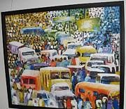 Painting titled "people-traffic-bene…" by Benedict Adedipe, Original Artwork