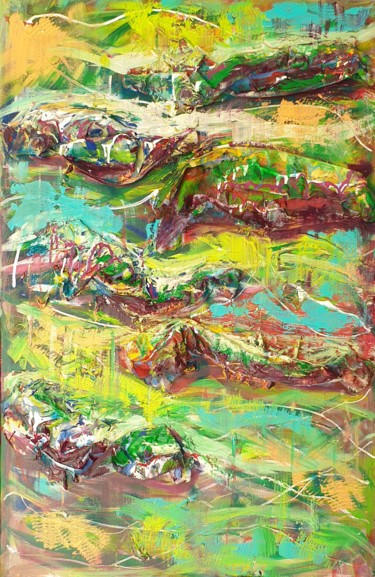 Painting titled "Mountains" by Adel Fahmi, Original Artwork, Acrylic