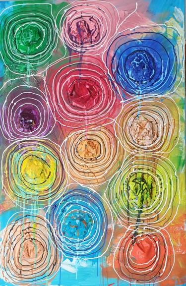 Painting titled "Rose garden" by Adel Fahmi, Original Artwork, Acrylic