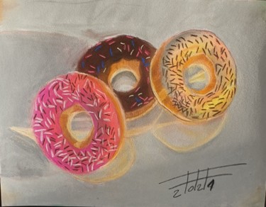 Painting titled "Donuts" by Adel Fahmi, Original Artwork, Pastel