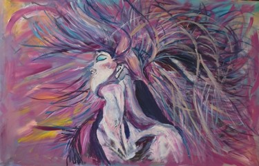 Painting titled "Lady in the storm" by Adel Fahmi, Original Artwork, Acrylic