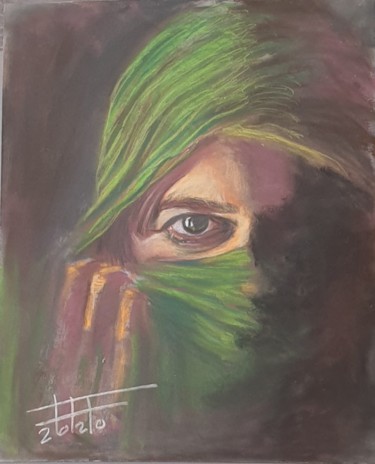 Painting titled "Veiled woman 2" by Adel Fahmi, Original Artwork, Pastel