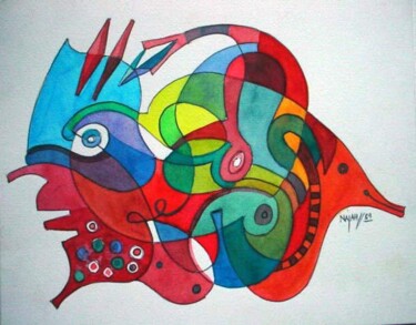 Peinture intitulée "masque venitien" par Adel Najah, Œuvre d'art originale, Huile