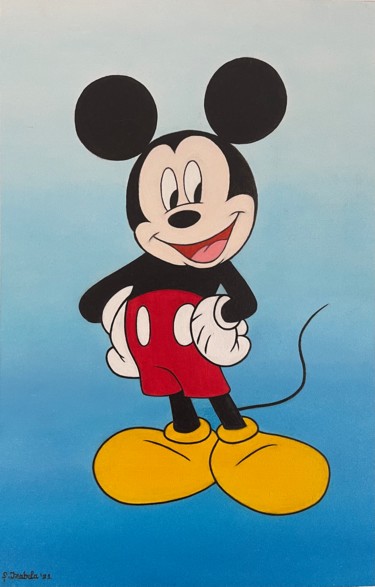Peinture intitulée "Mickey Mouse" par Adela Izabela Ștefan, Œuvre d'art originale, Huile