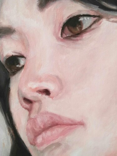 Pintura titulada "Face of a woman" por Adela V, Obra de arte original, Oleo Montado en Cartulina