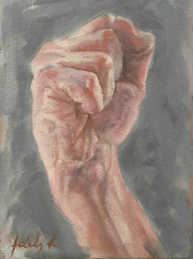 Peinture intitulée "Painting of a hand…" par Adela V, Œuvre d'art originale, Huile Monté sur Carton