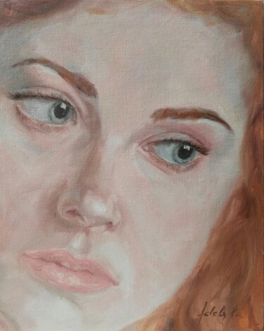 Painting titled "Portrait of a young…" by Adela V, Original Artwork, Oil