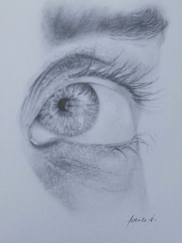 Dessin intitulée "An eye" par Adela V, Œuvre d'art originale, Crayon