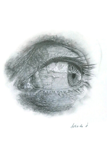 Disegno intitolato "Hyper realistic eye…" da Adela V, Opera d'arte originale, Grafite