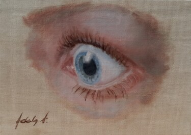 Schilderij getiteld "Realistic eye oil p…" door Adela V, Origineel Kunstwerk, Olie Gemonteerd op Karton