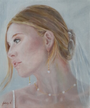 Peinture intitulée "Bride" par Adela V, Œuvre d'art originale, Huile Monté sur Carton