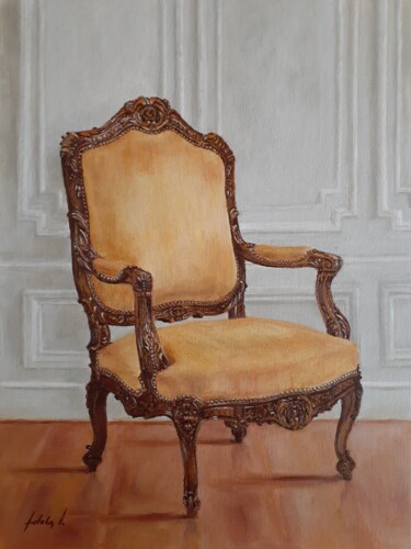 Painting titled "Louis XV Hand Carve…" by Adela V, Original Artwork, Oil Mounted on Cardboard