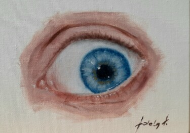 Schilderij getiteld "An Eye Oil Painting…" door Adela V, Origineel Kunstwerk, Olie Gemonteerd op Karton