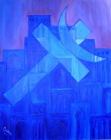 Painting titled "City of Harmony" by Adel Al-Abbasi, Original Artwork, Oil
