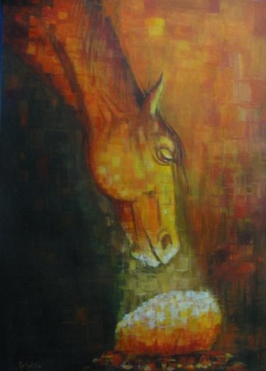 Painting titled "The Head" by Adel Al-Abbasi, Original Artwork, Oil