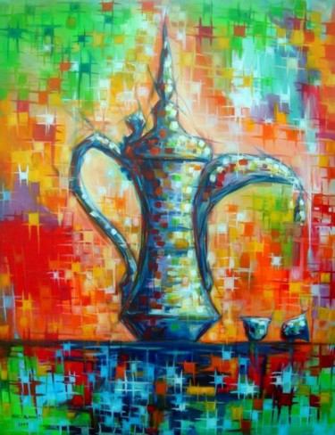 Painting titled "Arabic Coffee - Ara…" by Adel Al-Abbasi, Original Artwork, Oil