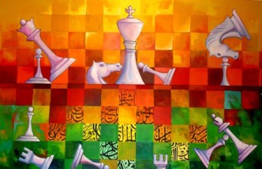 Painting titled "Chess: The Game of…" by Adel Al-Abbasi, Original Artwork, Oil