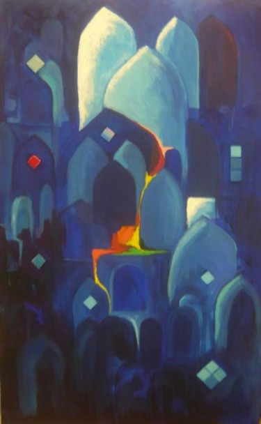 Painting titled "Spirit of the City…" by Adel Al-Abbasi, Original Artwork, Oil