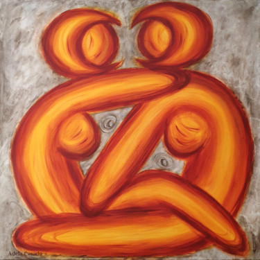 AMIGAS INTIMAS Pintura titulada "AMIGAS INTIMAS" por Adela Casado Cano (Adela Casado), Obra de arte original, Acrílico