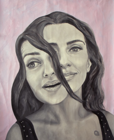 Schilderij getiteld "Portrait Duality Lo…" door Adelacreative, Origineel Kunstwerk, Olie