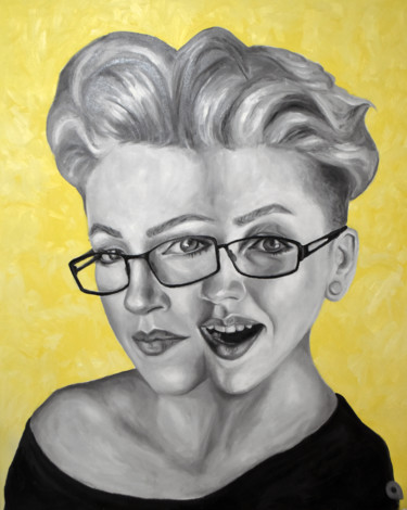 Schilderij getiteld "Portrait Duality Li…" door Adelacreative, Origineel Kunstwerk, Olie