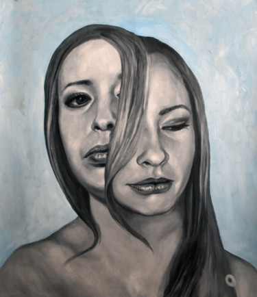 Schilderij getiteld "Portrait Duality An…" door Adelacreative, Origineel Kunstwerk, Olie