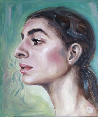 Pintura titulada "Whispers - portrait…" por Adelacreative, Obra de arte original, Oleo