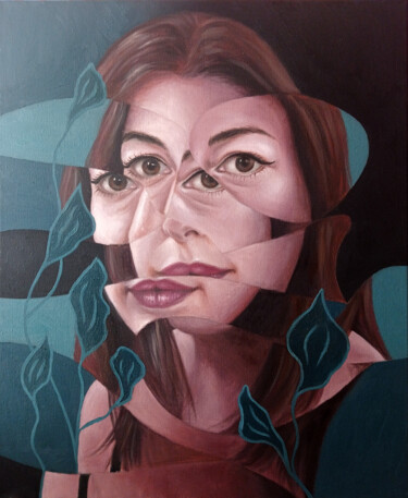 Painting titled "Fragmented 8 Oil Po…" by Adelacreative, Original Artwork, Oil Mounted on Wood Stretcher frame