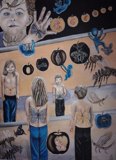 Картина под названием "Reflets" - Adélaïde Simon, Подлинное произведение искусства, Акрил Установлен на Деревянная рама для…