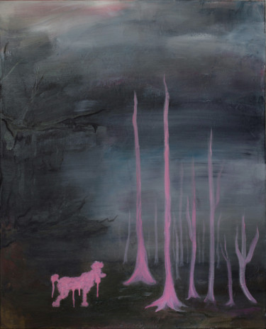 Painting titled "Pink Poodle Interac…" by Adeleia U, Original Artwork, Acrylic