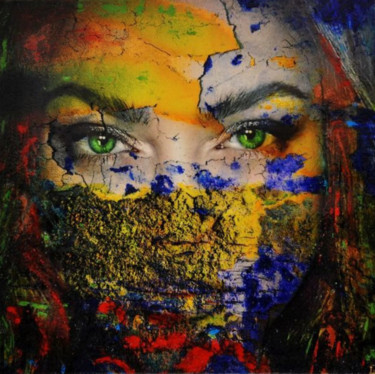 Painting titled "Green Eyes" by Adelia Clavien, Original Artwork, 2D Digital Work