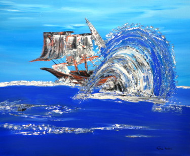 Painting titled "VAGUE CORSE.." by Adelia Martins, Original Artwork, Oil